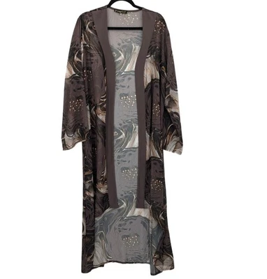 Cárdigan Kimono Plumero Abstracto Transparente Mujer Talla 4X Boho Glam Ligero Artístico Foto 1 de 4