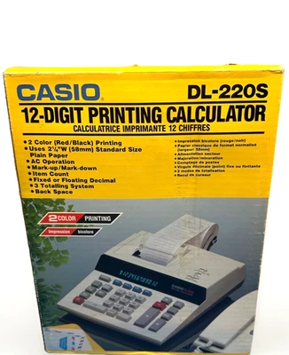 Vintage CASIO Heavy Duty Printer DL-220S 2 Color Calculator Excellent Free S&H - Image 1 of 4