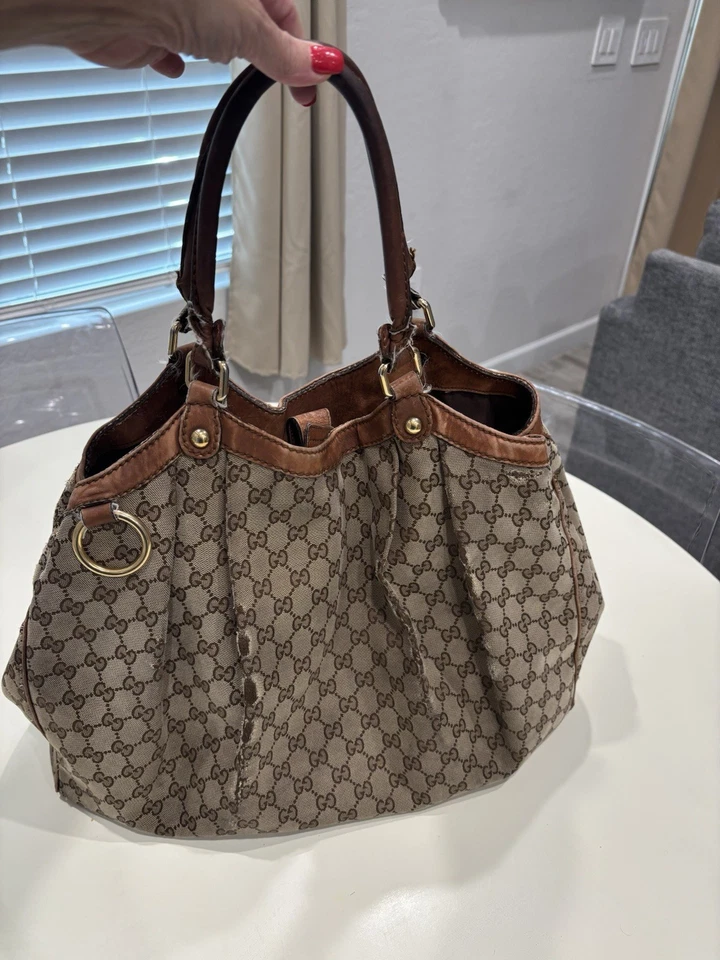 GUCCI Abbey Bolso de Hombro Marrón Oscuro GG Grande Auténtico Foto 1 de 4