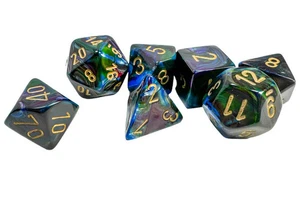 Chessex - Lustrous Polyhedral 7 Dice Set - Shadow with Gold - Picture 1 of 3