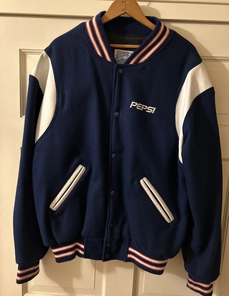 Vintage Pepsi Varsity Style Wool Jacket With Leather Trim XL Fully Lined - Image 1 of 4