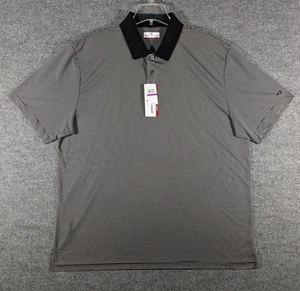 Grand Slam Poloshirt Herren XXL Schwarz Weiß Streifen Performance Golf Stretch Neu mit Etikett - Bild 1 von 18