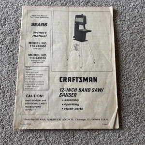 Sierra de cinta Sears Craftsman 113.243310 manual de papel original - Imagen 1 de 4