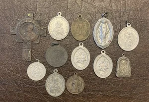 Lot of 12 Antique Christian Religious Pendants - Picture 1 of 1