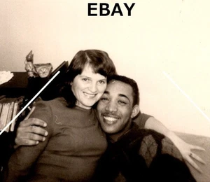 VTG OOAK Photo White Woman Black Man Husband Boyfriend BW - Picture 1 of 3