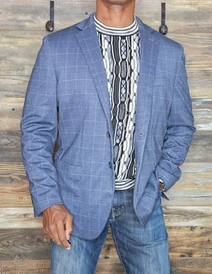 Jos. A. Bank Traveller Slim Fit Blue Unconstructed Dual Vent Jacket Blazer 44R - Image 1 of 4