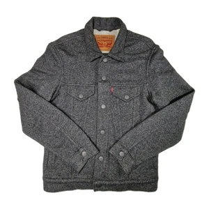 Levi’s Grey Knit Trucker Jacket Size S Button Up Casual Denim Style Layering Top - Picture 1 of 20