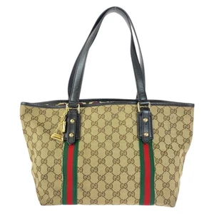 GUCCI Web Stripe 1373996 Tote Bag Shoulder Bag Beige Brown GG canvas - Picture 1 of 10