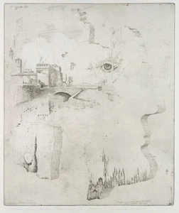 E. MAYER (*1932), Collage aus Architektur und Mensch,  1985, Rad. Konstruktivism - Bild 1 von 4