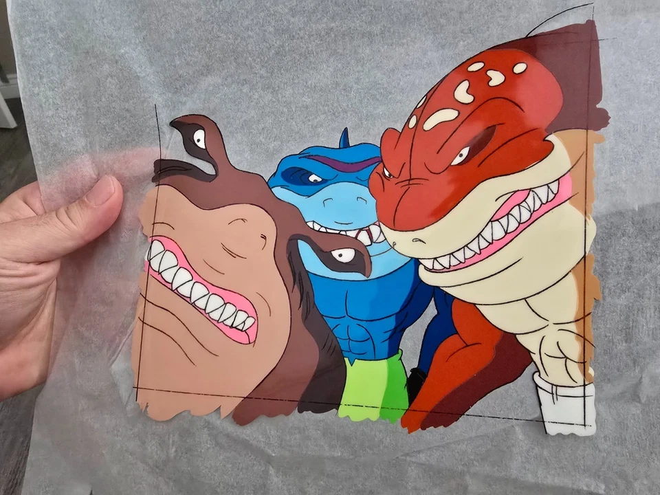 Street Sharks Original Production Animation Cel 1990s Cartoon Art Trio Group Cel - Image 1 of 1
