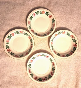 4er Set 40er Jahre Vintage weiß mit Blumenband 7 1/2 " Suppenschalen mit goldfarbenem Rand - Bild 1 von 2