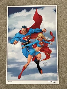 Superman Supergirl Art Print Jim Lee & Michael Turner Signed Alex Sinclair 11X17 - Picture 1 of 2