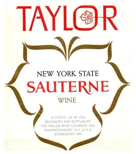 Taylor New York State Sauterne Wine Bottle Label - Picture 1 of 2