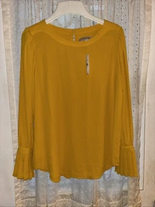 Ann Taylor Loft Damen kleine transparente Bluse Schlüsselloch plissierte Ärmel neu mit Etikett - Bild 1 von 21