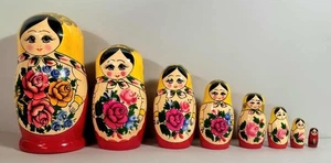 Juego de 8 muñecas rusas de anidación vintage de los años 80 Matryoshka Babushka pintadas a mano - Imagen 1 de 5