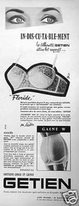 PUBLICITÉ 1959 GETIEN SOUTIEN-GORGE FLORIDE GAINE W ATTIRE REGARDS FILÉS LATEX - Picture 1 of 1
