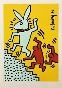 Keith Haring; "Coniglietto in fuga" #976/1000 a matita. 1990 vintage - Foto 1 di 3