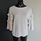Women's size S 'FRENCH CONNECTION' Gorgeous grey ruffle sleeve knit top - EUC