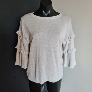 Women's size S 'FRENCH CONNECTION' Gorgeous grey ruffle sleeve knit top - EUC - Picture 1 of 6