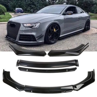 Front Bumper Lower Lip Spoiler+Splitter Body Glossy Black For AUDI A5 A4 A6 A7 Foto 1 de 4