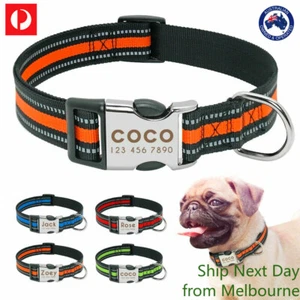 Personalised Dog Collar Laser Engraved Safe Reflective Nylon Sporty Dog Collars - Picture 1 of 20