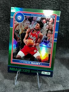 2024-25 Panini NBA Hoops Green Foil #ed /99 #84 Tyrese Maxey, Philadelphia 76ers - Picture 1 of 1