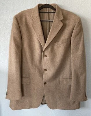 Oscar De La Renta Sport Blazer Mens Cashmere Wool Blend 46L Brown 3 Button Warm - Image 1 of 4