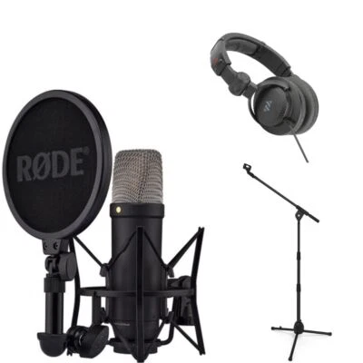Rode NT1 Black 5th Gen Mic w/ Kellards Mic Stand, Polsen HPC-A30 Headphones Kit - Image 1 of 4