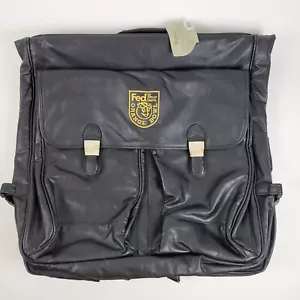 VTG NOS FedEx Orange Bowl Suit Hanging Garment Bag Black Leather 24" x 22" x 5" - Picture 1 of 8