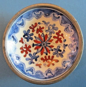 VTG ACF Japanese Porcelain Small Serving Bowl Encased in Pewter Decorative - Bild 1 von 6
