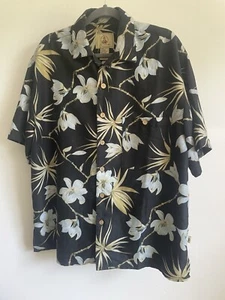 Joe Marlin Vtg Original Outfitters Unwind Hawaiian Shirt Sz Large Wood Buttons - Picture 1 of 9