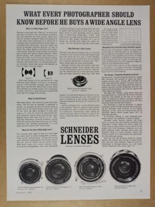 Schneider Angulon & Curtagon 1965 lentes gran angular anuncio impreso vintage - Imagen 1 de 1