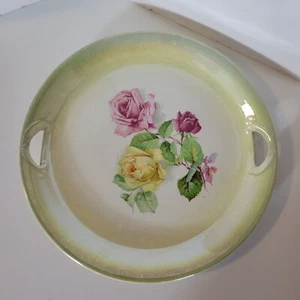 Vintage 10" Ceramic Rose Decal Decorated China Serving Platter Dish - Picture 1 of 4