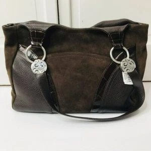 BRIGHTON Brown Leather & Suede Shoulder Bag - Picture 1 of 8