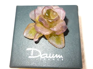 STUNNING DAUM MULTI PATE DE VERRE CRYSTAL GLASS MINIATURE ROSE FLOWER FIGURINE - Picture 1 of 13
