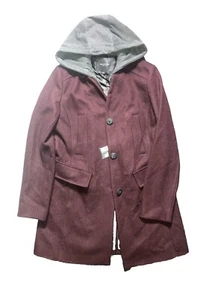NEW Marc Anthony New York Burgundy Coat Wool Blend Removable Hood Women’s Size 2 - Picture 1 of 6