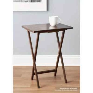 Mainstays Indoor Single Folding TV Tray Table - Walnut L 19 x W 15 x H 26 - Picture 1 of 5
