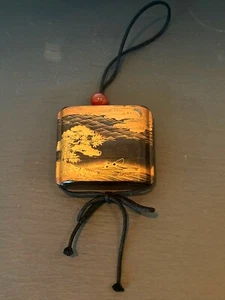 Large Japanese Lacquer Inro with Maki-e Landscape Meiji Period - Picture 1 of 10