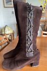 60’s BROWN SUEDE LACE UP GOGO BOOTS Sz 8.5