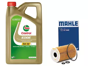 FOR VW GOLF PASSAT CADDY CASTROL ENGINE OIL 5W30 LL inc GENUINE MAHLE OIL FILTER - Picture 1 of 6