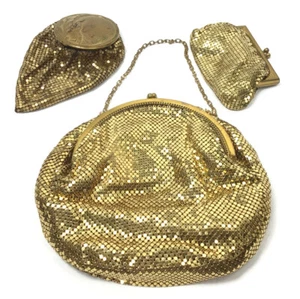 VTG Whiting & Davis Co Goldtone Sequence Mesh Purse Evening Bag Bundle Of 3 - Picture 1 of 11