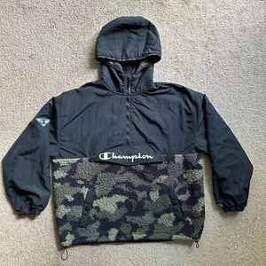Champion Windbreaker Herren Large Camouflage Kapuze Taschen Nylon Pullover - Bild 1 von 11