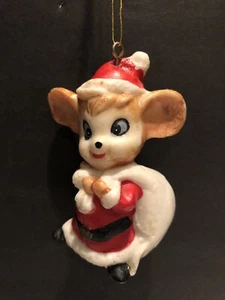 Vintage Small Santa Claus Christmas Resin Mouse Ornament - Picture 1 of 10