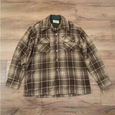 VTG JCPenney Men's Large Long Sleeve Button Up Shirt Wool Plaid Western 80s  - Image 1 of 4