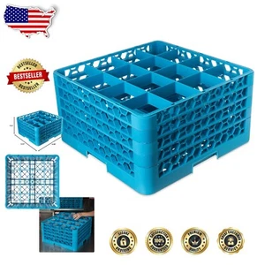 Restaurant-Grade Glass Rack with 16 Compartments and Honeycomb Design for Safety - Picture 1 of 12