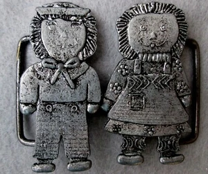 Vintage RAGGEDY ANN & ANDY 2-teilige Gürtelschnalle Zinn? - Bild 1 von 4