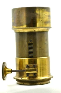 UNKNOWN BRASS LENS W/FOCUSER. 5 3/4" TALL. OPTICS 2 3/4" & SHADE 3 1/2" DIAMETER - Picture 1 of 10