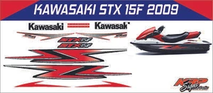 KAWASAKI STX 15 F 2009 Graphics / Decal / Sticker Kit Red - Picture 1 of 1