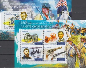 Guinea Both S/S 150th Ann End American Civil War 2015 MNH-32 Euro - Picture 1 of 1