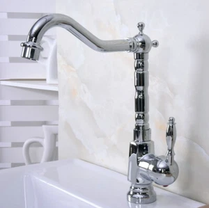 Grifo fregadero tocador fregadero tocador cromado plateado de una sola manija montaje en cubierta baño Qnf925 - Imagen 1 de 7